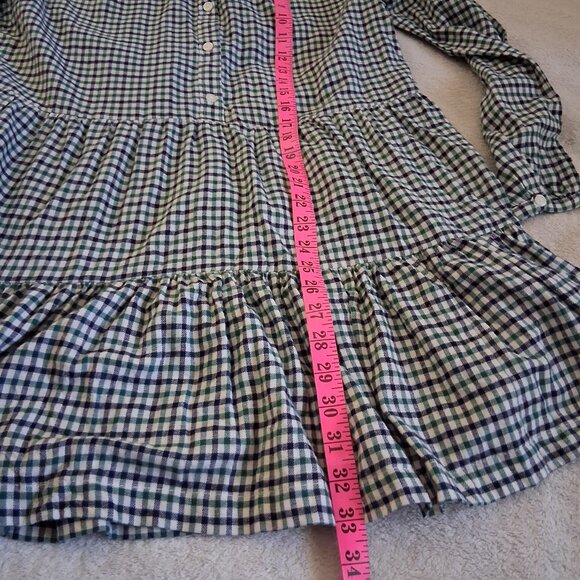 GAP NWT Women's Size Medium Green Navy Plaid Tiered Mini Dress - Picture 12 of 12